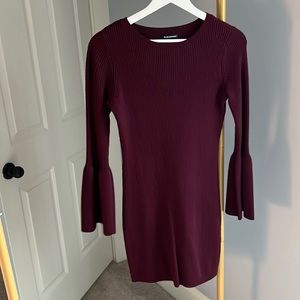 Club Monaco Cranberry Sweater Dress with bell sleeves